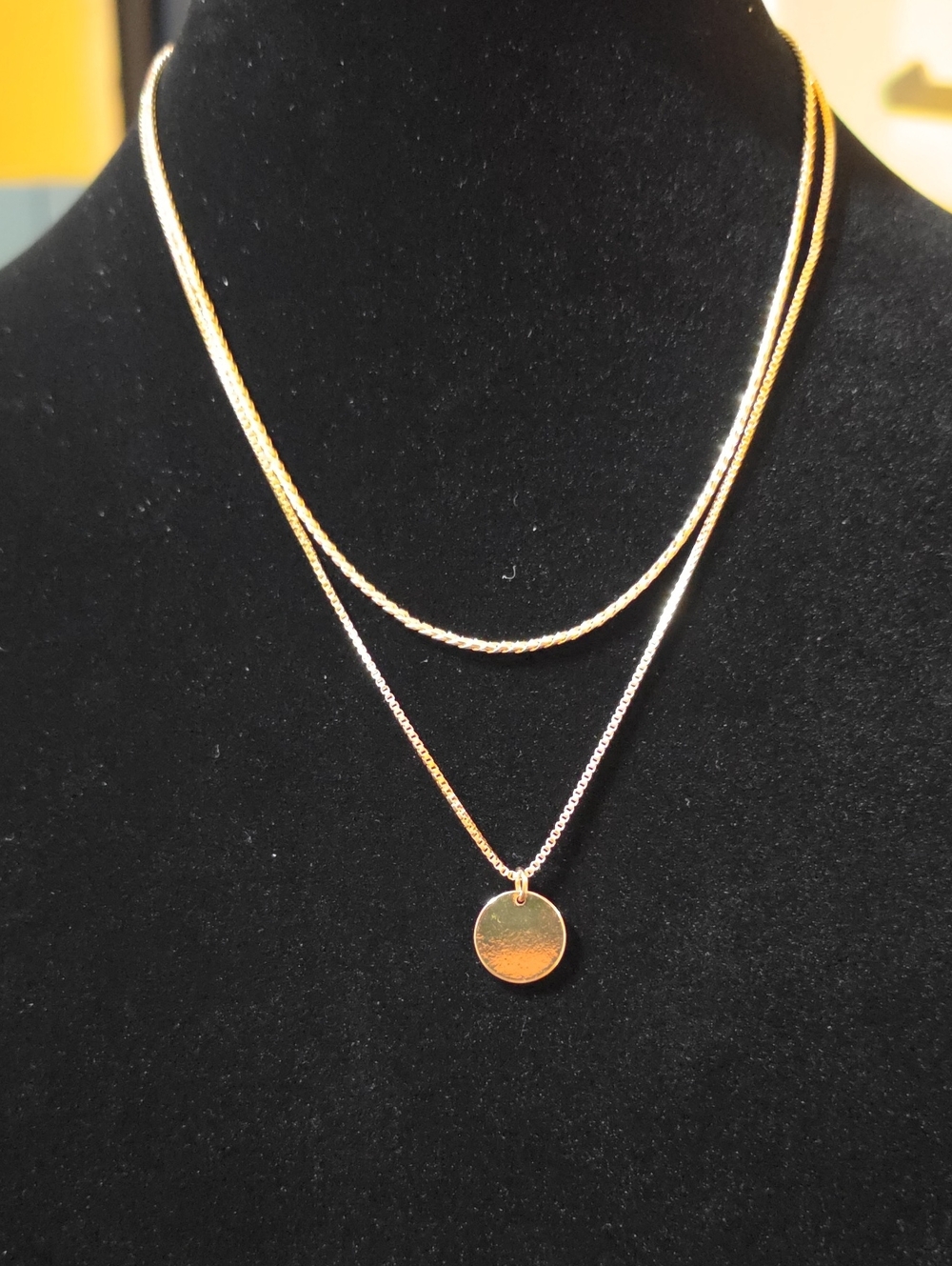 A192- Nine West Gold Layered Disc Pendant Necklace - Women Jewelry